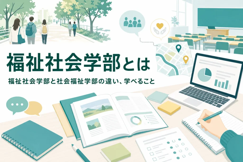 福祉社会学部で学べることと、社会福祉学部との違いを紹介する記事のアイキャッチ