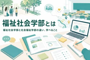 福祉社会学部で学べることと、社会福祉学部との違いを紹介する記事のアイキャッチ