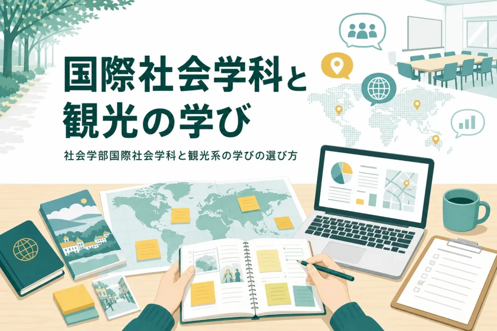 社会学部の国際社会学科と観光系の学科・コースで学ぶことと選び方を紹介する記事のアイキャッチ