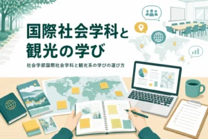 社会学部の国際社会学科と観光系の学科・コースで学ぶことと選び方を紹介する記事のアイキャッチ