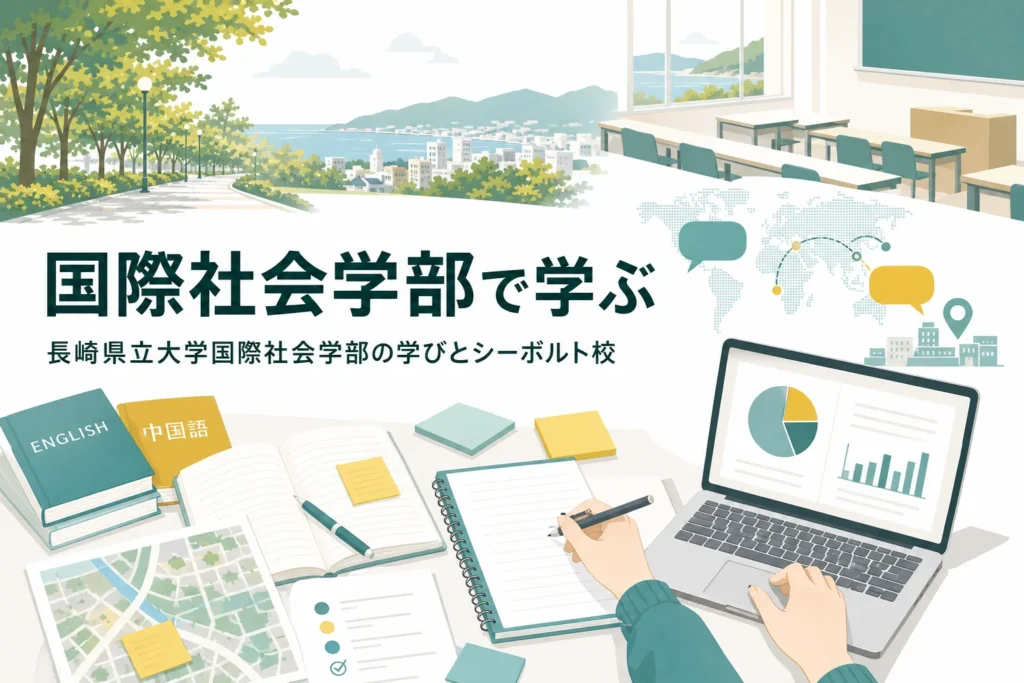 長崎県立大学国際社会学部で学べることと、シーボルト校での学びを紹介する記事のアイキャッチ