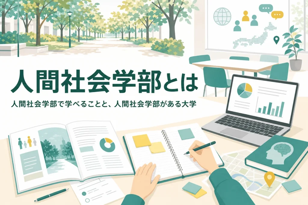 人間社会学部で学べることと、人間社会学部がある大学の学科の違いを紹介する記事のアイキャッチ