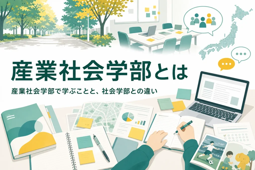 産業社会学部で学ぶことと、社会学部との違いを紹介する記事のアイキャッチ
