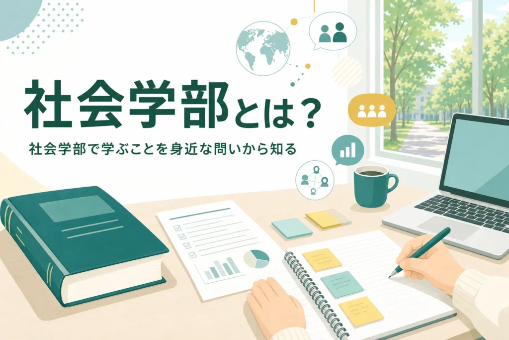 社会学部とは何を学ぶ学部かを、身近な問いと4年間の学び方で紹介する記事のアイキャッチ