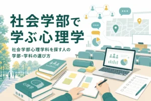 社会学部で心理学を学ぶ方法と、心理学科・心理社会学科の違いを紹介する記事のアイキャッチ