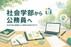 社会学部の就職先と、公務員を目指す人の学び方を紹介する記事のアイキャッチ