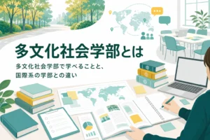 多文化社会学部で学べることと、国際系の学部との違いを紹介する記事のアイキャッチ